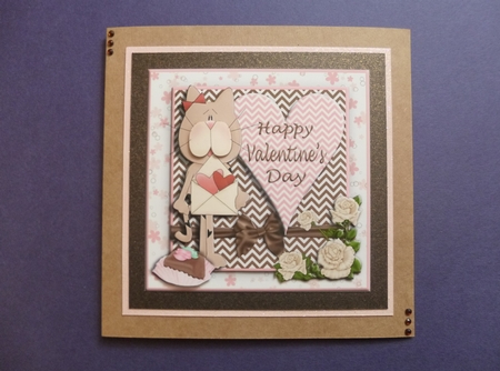 Happy Valentine Cat Square Card Topper by Jayne Jones