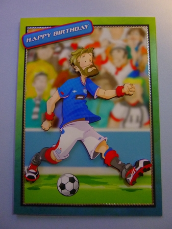 Football Dude Blue and White Beard by Jayne Jones