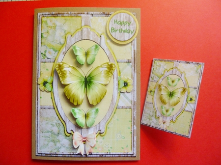 Vintage Shabby Grunge Butterfly Flower Green Yellow 1463 by Jayne Jones