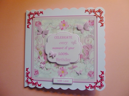 Decoupage 100th Birthday 3D Quick Card  by Jayne Jones