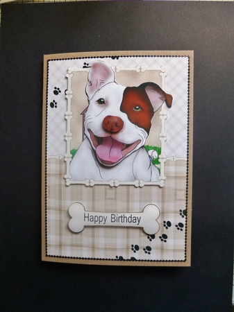 Smiling Staffordshire Bull Terrier A5 Card Front, Topper & Decoupage by Jayne Jones