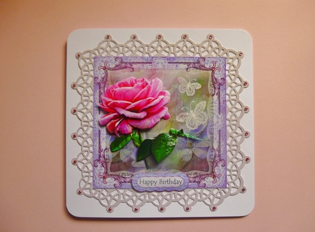 3D Rose on pretty backing by Jayne Jones