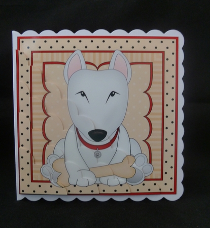 Cute Little English Bull Terrier Dog Scalloped Corner Stacker by Jayne Jones
