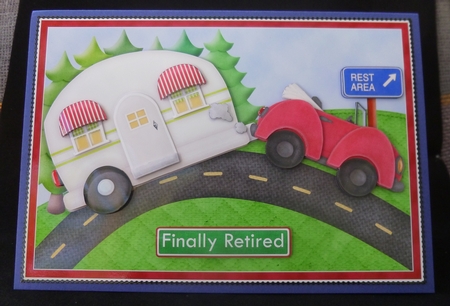CARAVAN OVER THE HILL Humorous A5 Decoupage & Insert Mini Kit by Jayne Jones
