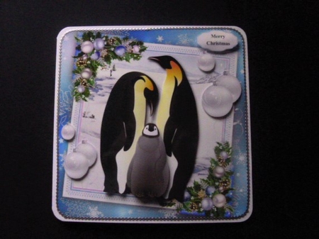 Gorgeous Penguin Family With Baubles 8x8 Mini Kit by Jayne Jones
