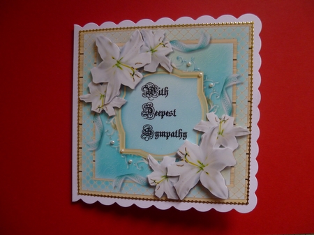 Kit 6 Card toppers, Insert & Decoupage Sympathy Heavenly Lilies  by Jayne Jones