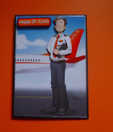 Airline Pilot Dude 2 (Orange) by Jayne Jones