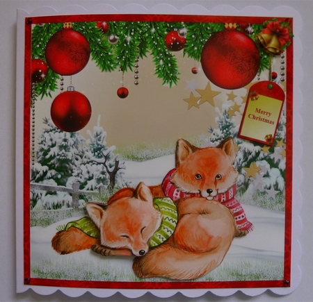 Christmas fox couple card mini kit & decoupage by Jayne Jones