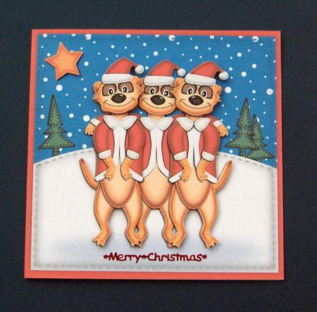 Xmas Meerkats Quick Card N 3D Decoupage by Jayne Jones