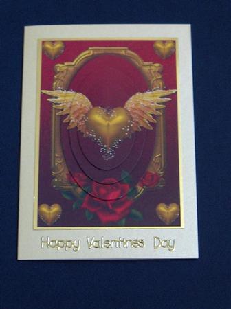Gold Winged Heart & Beautiful Red Rose Pyramage by Jayne Jones