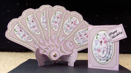 3D Floral Fan Card Floral Fancy with Stand, Gift Card N Box by Jayne Jones
