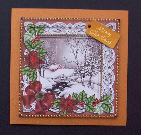 Winter Walk Bronze Poinsettia 5in Spiral Edge Stacker by Jayne Jones