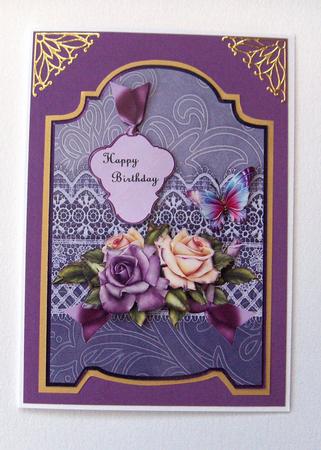 Screen Shaped Card Purple Roses by Jayne Jones