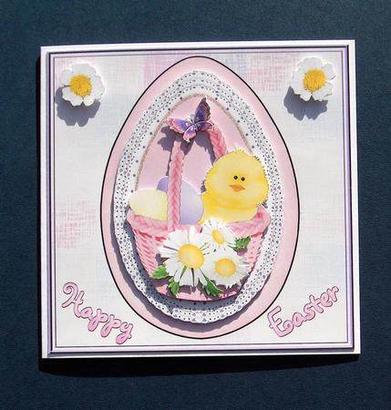 Easter Chick with Daisies in Pink by Jayne Jones