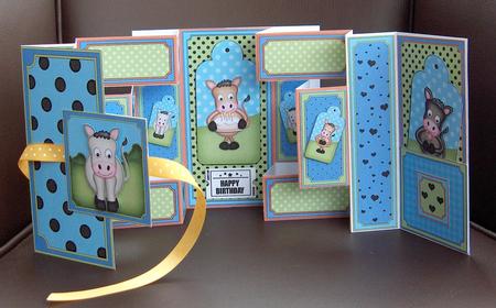 3D Gigi Horse and Friends Double Tri Shutter Card Kit by Jayne Jones