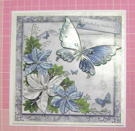 Blue Butterflies & Flowers by Jayne Jones