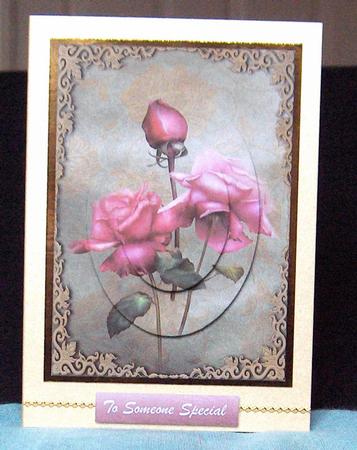 Antique Pink Roses Oval Pyramage by Jayne Jones