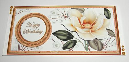 Peach Magnolia Happy Birthday Floral Dl Decoupage Topper by Jayne Jones