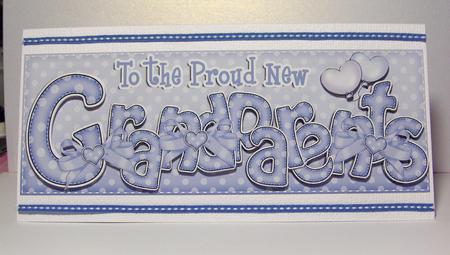 Large Dl New Baby Grandparents Felties Card & 3D Decoupage by Jayne Jones