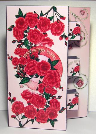 Double Pop Out Card - Red Roses and Gems by Jayne Jones