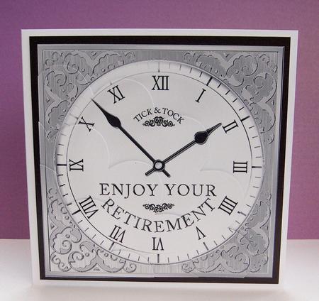 Retirement Clock Shell Edged Corner Side Stacker by Jayne Jones