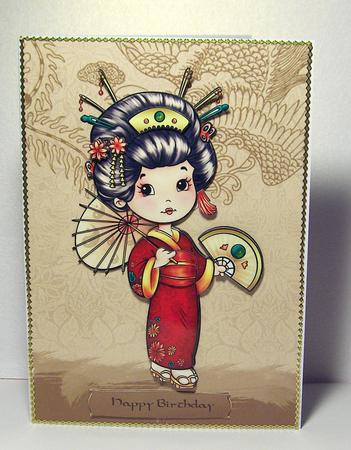 Cute Chinese Girl Birthday or Chinese New Year Card by Jayne Jones