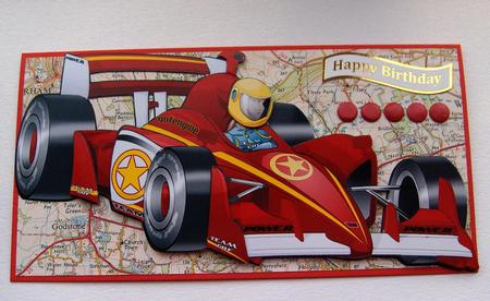 Formula 1 Racing Car Dude Decoupage Sheet by Jayne Jones