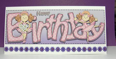 Birthday Ballerina Large Dl Quick Card N 3D Decoupage by Jayne Jones
