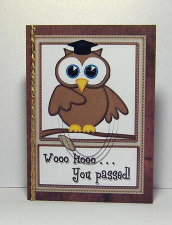 A5 Wise Owl You Passed Felties Oval Pyramage Topper by Jayne Jones