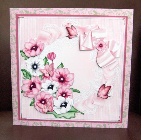 8x8 Beautiful Flowers on Satin Ruffle and Lace by Jayne Jones