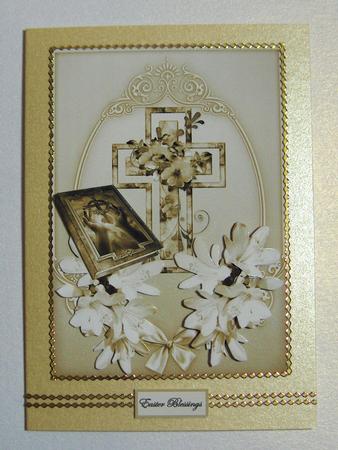 Easter Blessings with Flowers and Cross by Jayne Jones