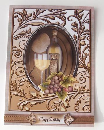 Masculine White Wine on Golds Card Topper by Jayne Jones