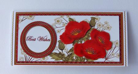 Red Poppy Best Wishes Dl Decoupage Topper by Jayne Jones