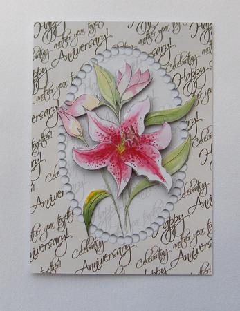 Anniversary Text and Pearls Card Front 2 by Jayne Jones