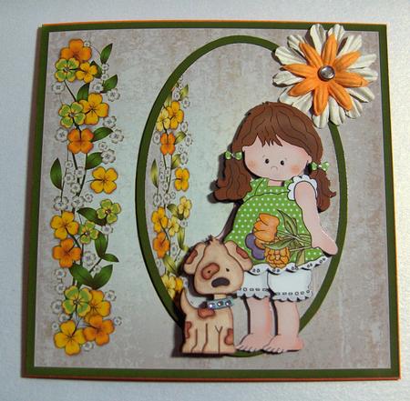 Sarah and Her Dog Card Front with Her Dog by Jayne Jones