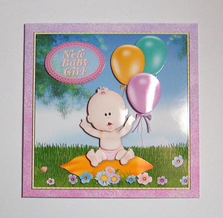 Baby Girl on a Blanket 5" Square Card Front Decoupage by Jayne Jones
