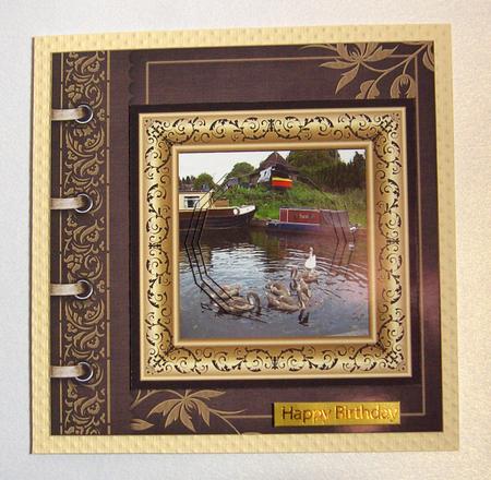 Swans and Houseboats on the River by Jayne Jones