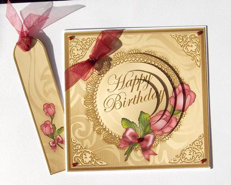 Roses and Metallic Lace Quick Card with Circle Pyramage by Jayne Jones