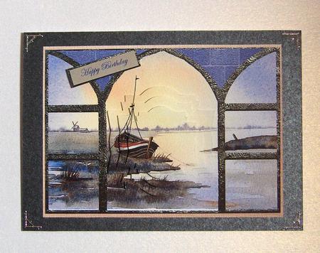 Moored Boat View from My Window Card Front by Jayne Jones