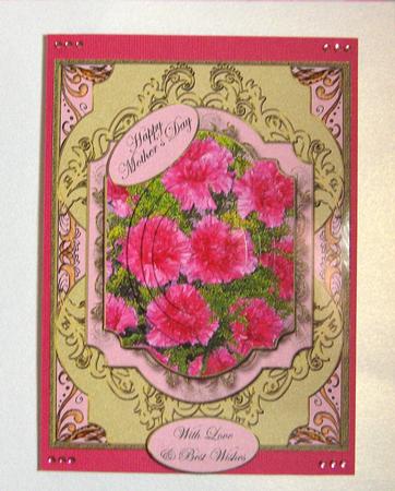 Pink Carnations Large Fancy Card Front 2 by Jayne Jones