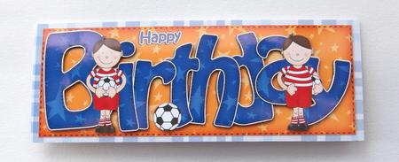 Bazil's Football Birthday Large Dl Quick Card 3D Decoupage by Jayne Jones