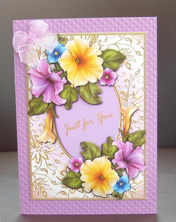 Pretty Petunias & Golden Frame by Jayne Jones