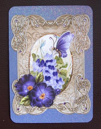 Purple Pansy Card Front by Jayne Jones
