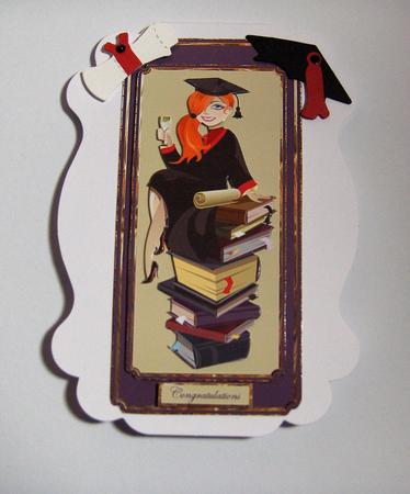 Graduation Girl Card Front with Topper by Jayne Jones