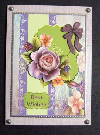 English Rose with Ribbon Card Front by Jayne Jones