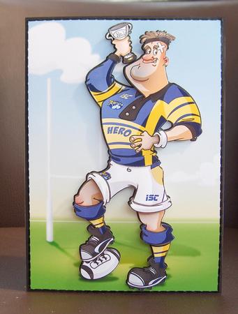 Rugby Dude Blue, White and Yellow by Jayne Jones