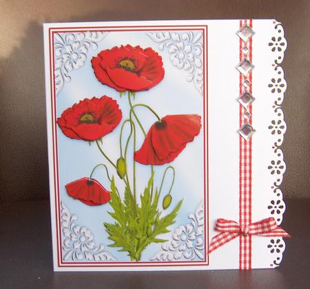 Red Poppies & Blue Sky Card Topper with Decoupage by Jayne Jones