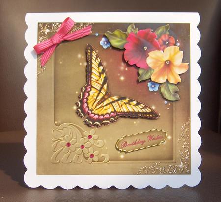 Petunia Butterfly 7" Card Front with Step by Step by Jayne Jones