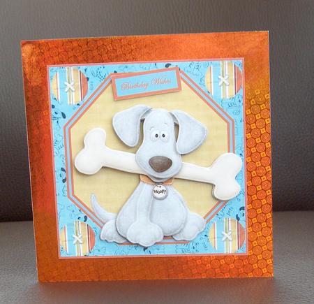 Millie the Pooch Dog Card Front with Decoupage by Jayne Jones
