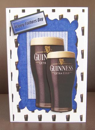 Pint of Beers in Blue Ornate Frame for Birthday.fathersday by Jayne Jones